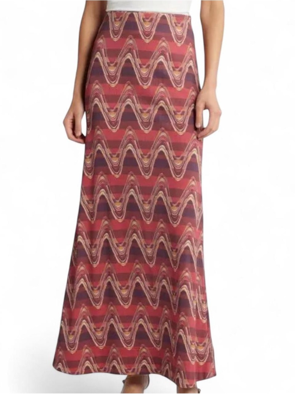 Faithful the Brand Elina Stripe Maxi Skirt M Ripple Wine Cotton Jersey Boho